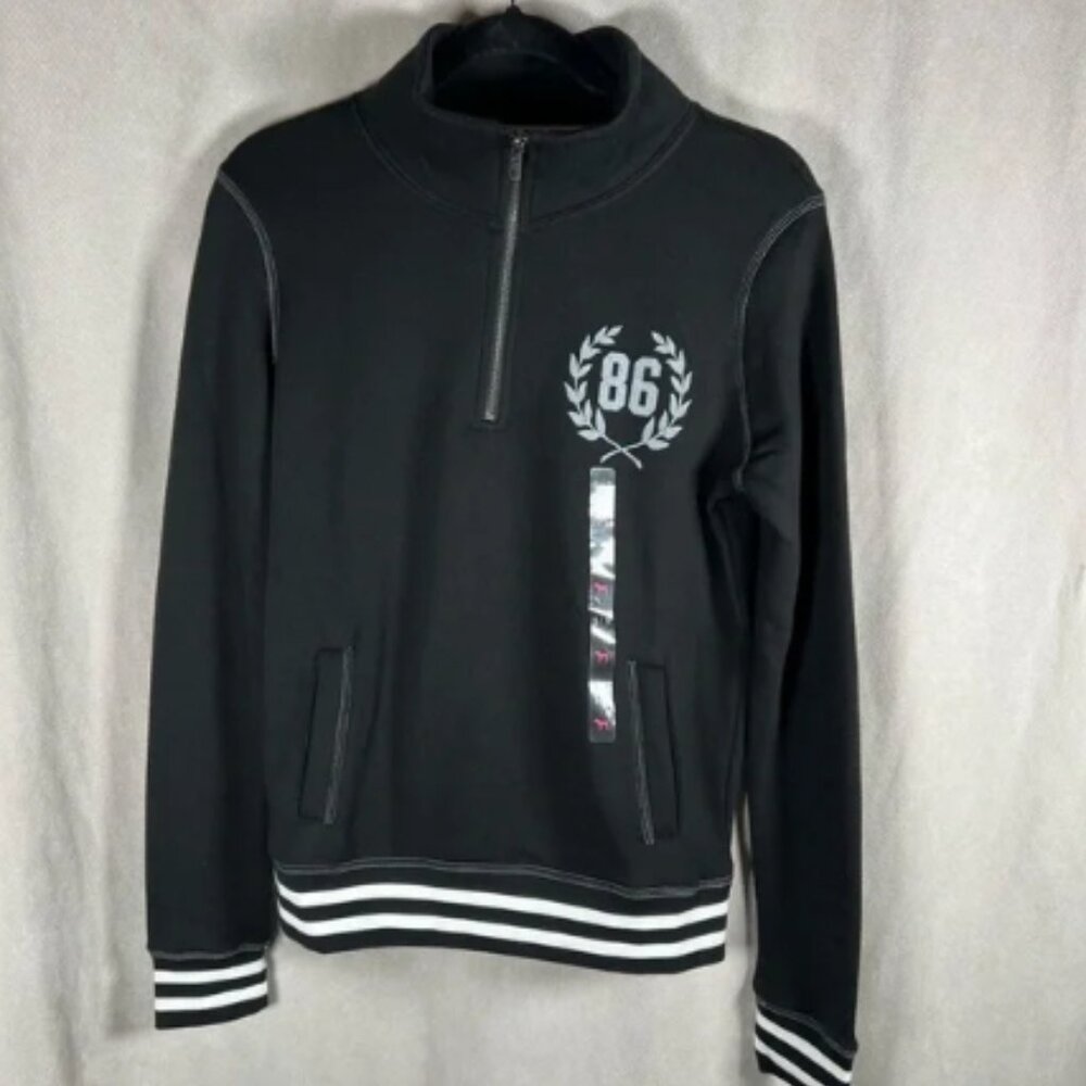 Pink! By Victoria Secret NWT Pullover 1/4 Zip Sweater - Small in Black and White